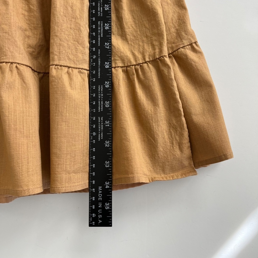 Nine West Mustard V-Neck Tiered Mini Dress - Picture 7 of 8